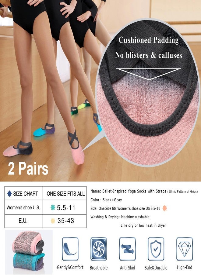 Ozaiic Pilates Socks for Women Non Slip Grip, Yoga Socks with Grippers for Barre, Hospital, Ballet, Dance, Barefoot Workout (3 Pairs- Pink/Yellow/Blue, one_size) - Image 2